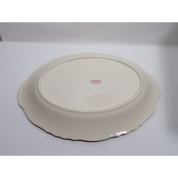 Syracuse Carvel Oval Serving Platter Federal Shape Blue Gold Trim Vintage - Picture 9 of 10